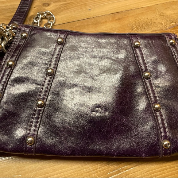 Robert Dice Deep Purple Purse Crossbody Bag Clutch with Studs - Picture 4 of 16